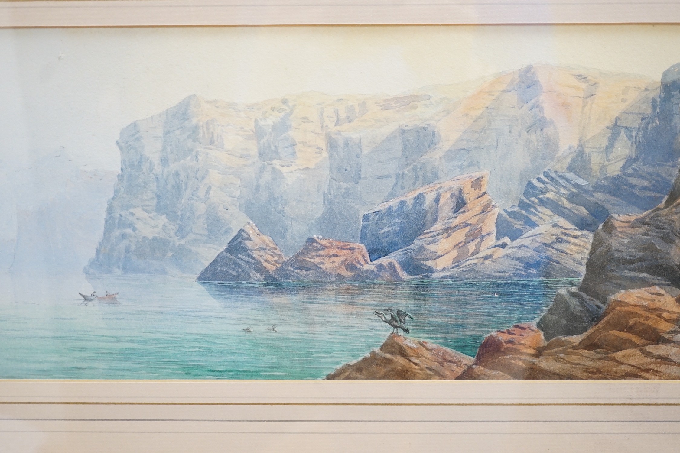 F.E. Jackson, watercolour, 'Headland Val der Chann', signed, 16 x 50.5cm, together with a group of assorted pastels and watercolours